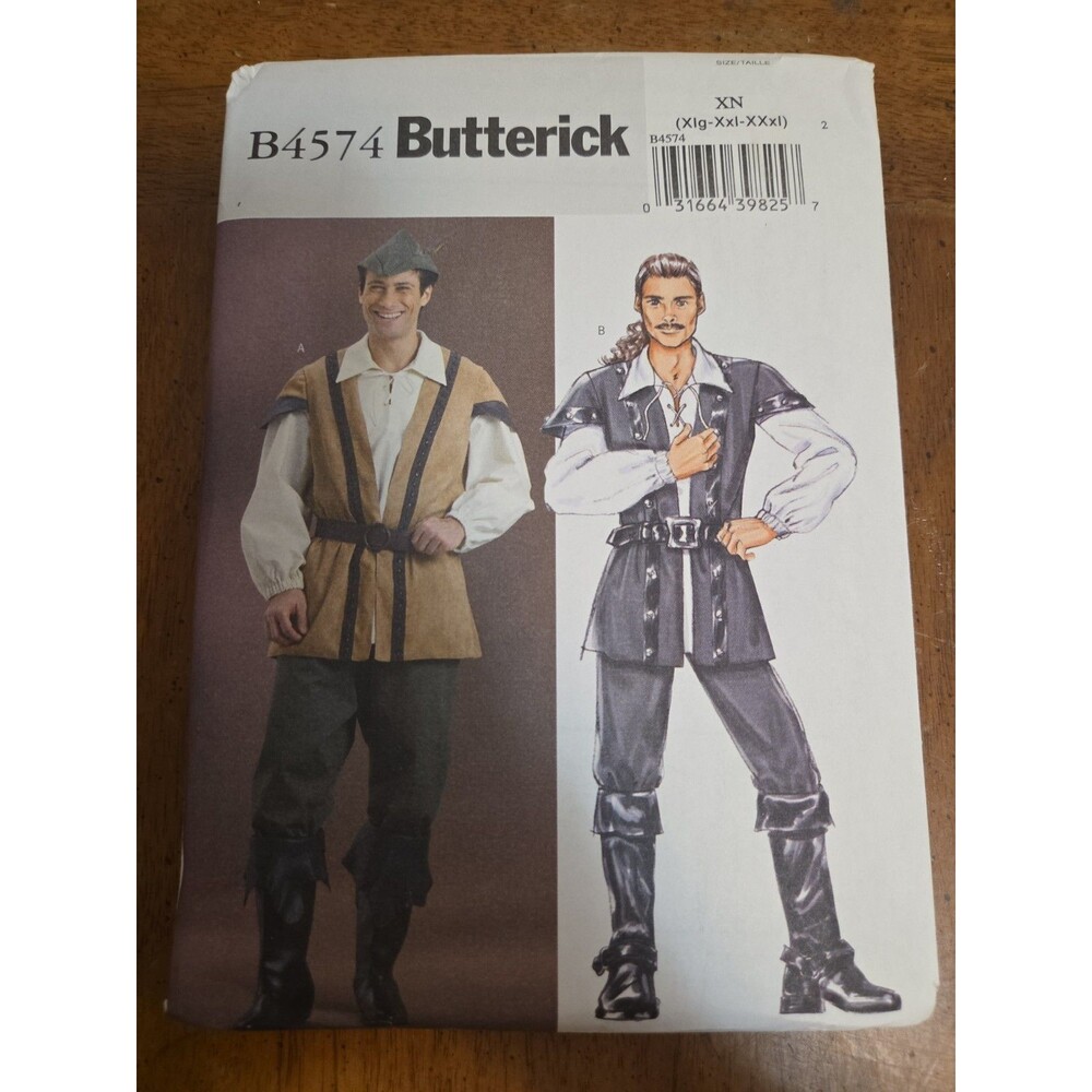 Butterick B4574 Robin Hood Pirate Swashbuckler Costume Pattern Sizes XL-3X UNCUT